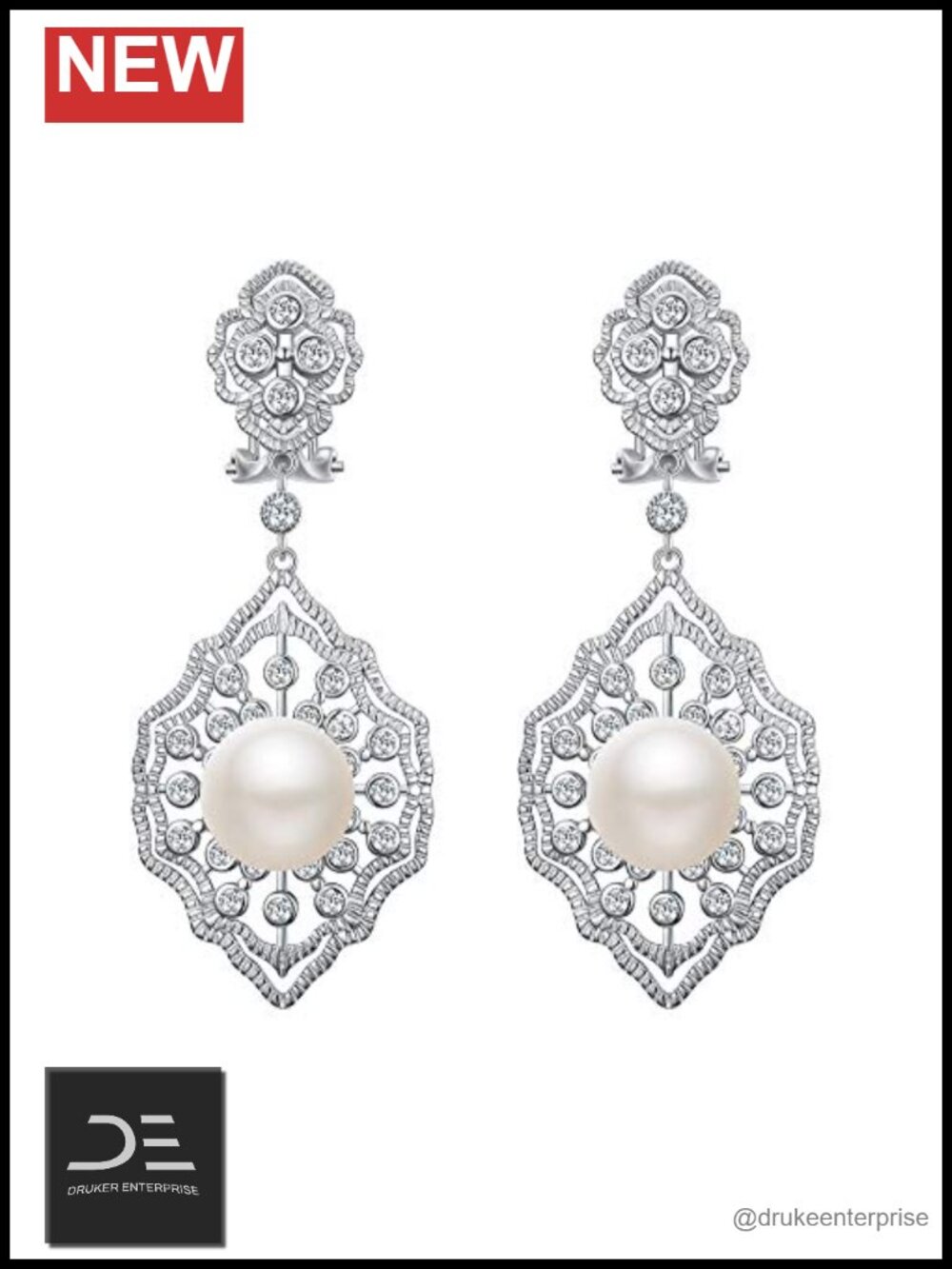 925 Sterling Silver Freshwater Pearl Dangle Earrings Wedding Bridal Prom